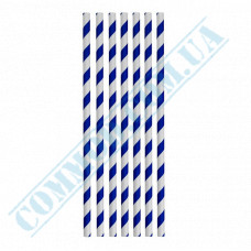 Straws for drinks | paper | not flexible | d=6mm L=200mm | blue and white | 25 pieces per pack