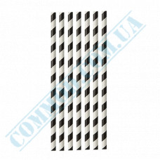 Straws for drinks | paper | not flexible | d=6mm L=200mm | black and white | 25 pieces per pack