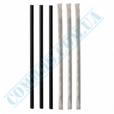 Straws for drinks | paper | not flexible | d=6mm L=200mm | black | individually in paper | 100 pieces per pack