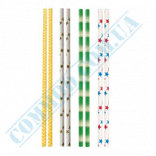 Straws for drinks | paper | not flexible | d=6mm L=200mm | assorted | 200 pieces per package