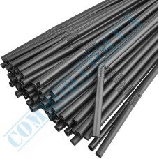 Plastic black flexible drinking straws 210x5mm 1000 pieces