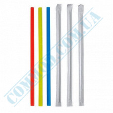 Cocktail straws | plastic | not flexible | d=7mm L=210mm | colored | individually in paper | 200 pieces per package