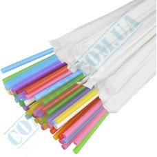 Colored plastic milkshake straws 210x7mm 200 pieces in individual packaging