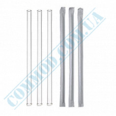 Cocktail straws | plastic | not flexible | d=7mm L=210mm | Crystal | individually in paper | 200 pieces per package