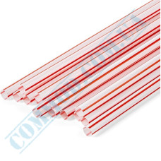 Трубочка для молочного коктейля 210x7мм без колена красная полоска 500 штук