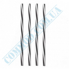 Fresh straws | plastic | not flexible | d=8mm L=250mm | black and white spiral | 500 pieces per pack