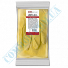 Household gloves | latex | yellow | with cotton spraying | size - M | Optimum | PRO Service | 1 pair per pack