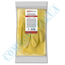 Household gloves | latex | yellow | with cotton spraying | size - L | Optimum | PRO Service | 1 pair per pack