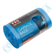 Garbage bags | 35L | polyethylene HD 7μm | Blue | PRO Service | 100 pieces per roll