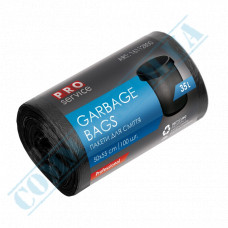 Garbage bags | 35L | polyethylene HD 7μm | Black | PRO Service | 100 pieces per roll