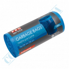Garbage bags | 120l | polyethylene LD 21μm | Blue | PRO Service | 20 pieces per roll