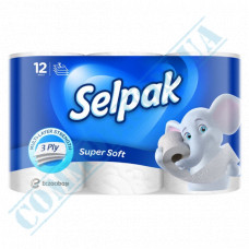 Toilet paper | 18m | 150 sheets | white | 3 ply | Selpak Super Soft | 12 rolls per pack