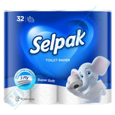 Toilet paper | 18m | 150 sheets | white | 3 ply | Selpak Super Soft | 32 rolls per pack