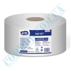 Toilet paper Jumbo | 150m | 955 sheets | 2 ply | d=190mm h=90mm | white | embossed | Grite Super 150T