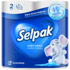 Paper towel | 11m | 84 sheets | three-layer | White | Selpak Super Absorbent | 2 rolls per pack