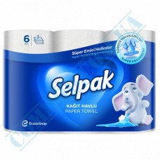 Paper towel | 11m | 84 sheets | three-layer | White | Selpak Super Absorbent | 6 rolls per pack