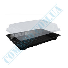 Plastic containers | for sushi | 184*129*54mm | black | with transparent lid | for 1 section | 50 pieces per pack