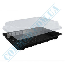 Plastic containers | for sushi | 224*150*64mm | black | with transparent lid | for 1 section | 50 pieces per pack