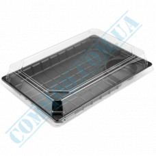 Plastic containers | for sushi | 224*150*64mm | black | with transparent lid | with sauce compartment | 50 pieces per pack