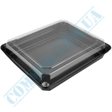 Plastic containers | for sushi | 270*200*67mm | black | with transparent lid | for 1 section | 50 pieces per pack