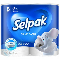 Toilet paper | 18m | 150 sheets | White | 3 ply | Selpak Super Soft | 8 rolls per pack