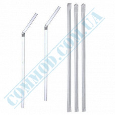 Straws for drinks | plastic | flexible | d=5mm L=210mm | transparent | individually in paper | 200 pieces per package