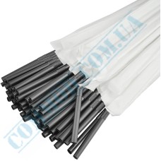 Plastic black flexible drinking straws 210x5mm 200 pieces in individual packaging