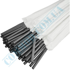 Plastic black flexible drinking straws 210x5mm 200 pieces in individual packaging