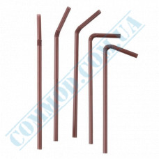 Straws for drinks | plastic | flexible | d=5mm L=210mm | Chocolate | 1000 pieces per pack