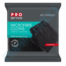 Microfiber Cloths | 35*35cm | black | Professional | PRO Service | 5 pieces per pack