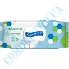Wet wipes for hands and face | with valve | antibacterial | sheet size 11*19cm | superfresh | 72 pieces per pack