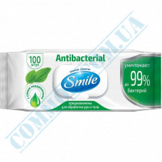 Wet wipes | antibacterial | with valve | Smile | 100 pieces per pack