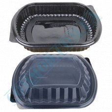 Lunch boxes 208*243*71mm | plastic PP | black | with lid | for 1 section | 50 pieces per pack