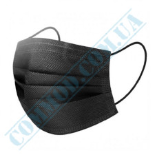 Medical masks | black | non-woven | 3 ply | 50 pieces per pack