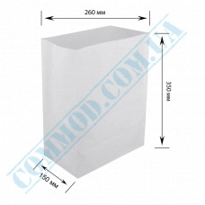 White paper bags with rectangular bottom | 260*150*350mm | 70g/m2 | art. 701 | 100 pieces per pack