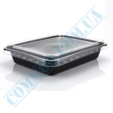 Lunch boxes 227*178*40mm | plastic PP | 1600ml | black | with lid | for 1 section | 50 pieces per pack