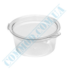 Plastic sauce boat PET | 80ml | transparent | round | with one-piece lid | 80 pieces per pack