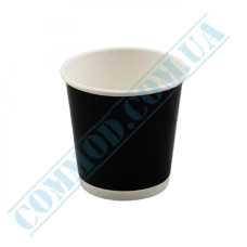 Paper cups 175ml | d=69mm | Double wall | Black | 70 pieces per pack