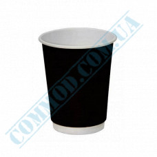 Paper cups 250ml | d=80mm | Double wall | Black | 25 pieces per pack