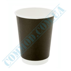 Paper cups 350ml | d=90mm | Double wall | Black | 25 pieces per pack