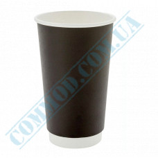 Paper cups 500ml | d=90mm | Double wall | Black | 20 pieces per pack