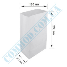 White paper bags with rectangular bottom | 180*70*230mm | 50g/m2 | art. 5052 | 200 pieces per pack