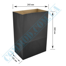 Black paper bags with rectangular bottom | 260*150*380mm | 80g/m2 | art. 4834 | 100 pieces per pack