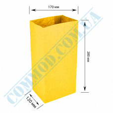 Packages paper Yellow with a rectangular bottom | 170*120*280mm | 70g/m2 | Fat resistant | art. 704 | 200 pieces per package