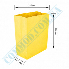 Packages paper Yellow with a rectangular bottom | 210*115*280mm | 70g/m2 | Fat resistant | art. 5050 | 200 pieces per package