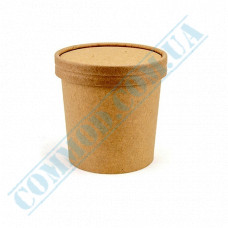 Paper containers | 340ml | d=85mm h=70mm | Craft | with paper lid | for hot and cold foods | 50 pieces per pack