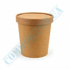 Paper containers | 450ml | d=100 mm h=75mm | Craft | with paper lid | for hot and cold foods | 50 pieces per pack