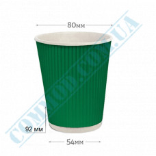 Paper cups 275ml | d=80mm | Rippled | green | 50 pieces per pack