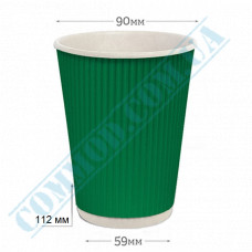Paper cups 400ml | d=90mm | Rippled | green | 50 pieces per pack