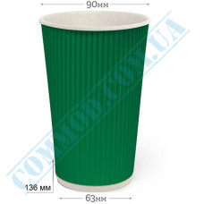 Paper Cups 500ml | d=90mm | Rippled | green | 25 pieces per pack